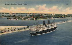 Going to Sea, cruise ship steamers Postcard