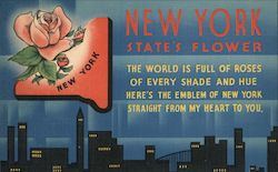 New York State's Flower, Rose New York City, NY Postcard Postcard Postcard