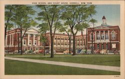 High School and Court House Hornell, NY Postcard Postcard Postcard