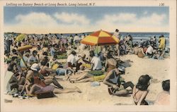 Lolling on Sunny Beach at Long Beach Postcard