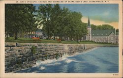 St. James Episcopal Church and Shoreline of Skaneatelese Lake New York Postcard Postcard Postcard