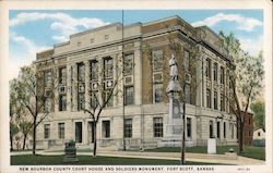 New Bourbon County Court House and Soldiers Monument Postcard
