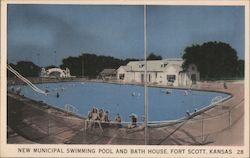 New Municipal Swimming Pool and Bath House Postcard