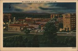 Country Club Plaza at Night Postcard