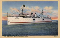 "City of Munising", Michigan State Auto Ferry Postcard