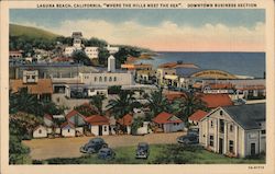 Downtown business section. Cottage City, harbor Postcard