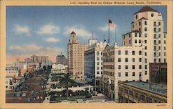 Looking East on Ocean Avenue Long Beach, CA Postcard Postcard Postcard