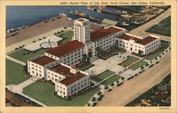 Aerial view of City Hall, Civic Center San Diego, CA Postcard Postcard Postcard