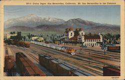 Union Depot. Mt. San Bernardino in the distance Postcard