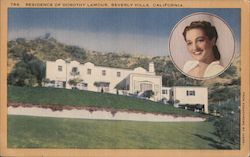 Residence of Dorothy Lamour, inset of Dorothy Lamour Beverly Hills, CA Postcard Postcard Postcard