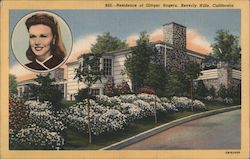 Residence of Ginger Rogers. Inset of Ginger Rogers. Beverly Hills, CA Postcard Postcard Postcard