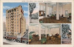 Hotel Stillwell, lobby, fountain, palm trees Postcard