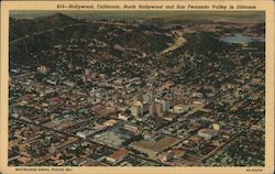 Aerial view of Hollywood, North Hollywood and San Fernando Valley California Postcard Postcard Postcard