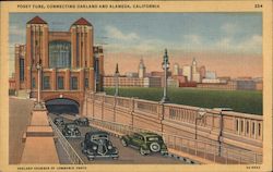 Posey Tube connecting Oakland and Alameda. Precast subaqueous vehicular tube. Postcard
