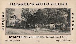 Trissel's Auto Court, camper, showers, shade, map Postcard