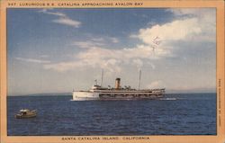 SS Catalina approaching Avalon Bay Santa Catalina Island, CA Postcard Postcard Postcard