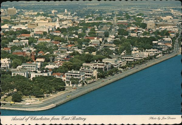 Aerial of Charleston from East Battery South Carolina