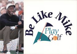 Be like Mike. Play Golf. Michael Jordan with golf club and baskets of golf balls Aurora Illinois