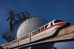 Monorail and Dome at Epcot with Millennium Celebration decoration Orlando Florida