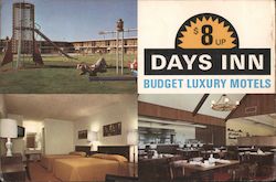 Days Inn, Budget Luxury Motels, $8 Up Postcard