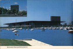 McCormick Place and McCormick Inn, Lake Michigan, boats Chicago, IL Phil Valdez Postcard Postcard Postcard