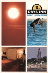 Days Inn Budget luxury Motels, pool, bedroom Postcard
