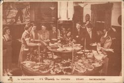 Henr's Grill & Smorgasbord. Large smorgasbord dining room Postcard