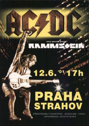 AC/DC concert 12.6.01 Praha Strahov stadium Postcard