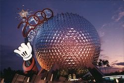 For the Walt Disney Millennium Celebration- Epcot's Spaceship Earth is Topped With Giant Glittering 2000 Numerals Postcard Postc Postcard