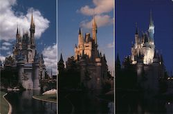 Cinderella castle from morning to evening - Walt Disney World Postcard