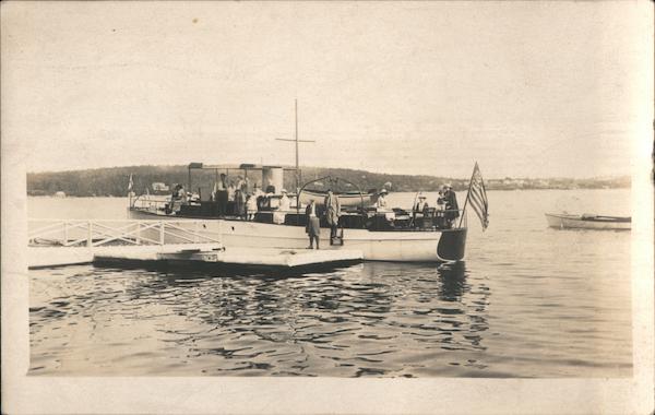 Excursion Boat and Passengers at the Dock Riverboats