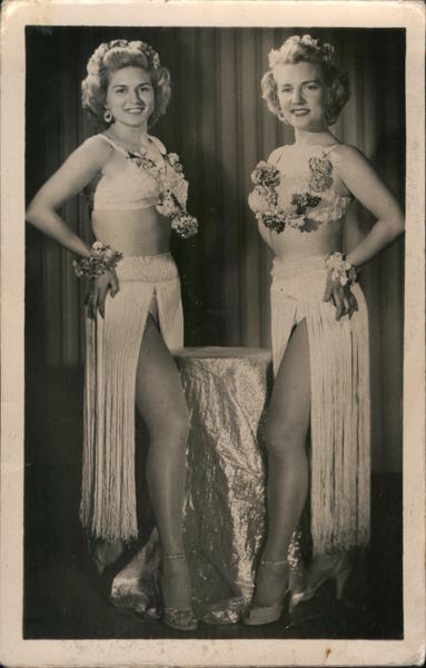Two women in show costumes Swimsuits & Pinup
