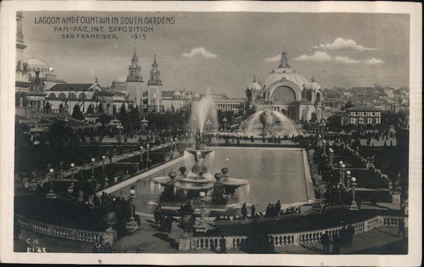 Lagoon and Fountain in South Gardens - PPIE, 1915 San Francisco California