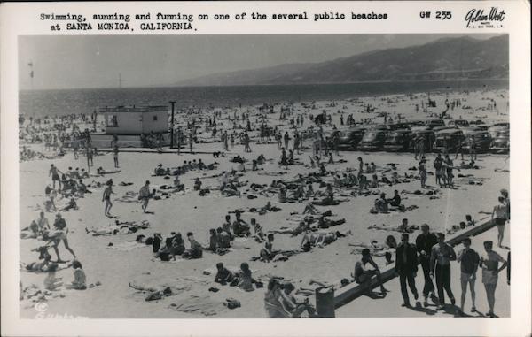 Crowded Public Beach Santa Monica California