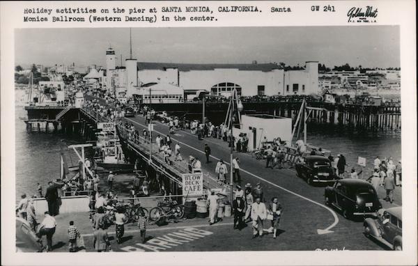 Holiday activities on the pier. Santa Monica Ballroom in the center California
