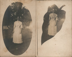 Lot of 2: Vignettes of Woman Postcard
