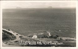 U.S. Lighthouse and Coronado Islands Mexico, from Point Loma Postcard