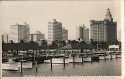 Miami FL skyline and boat marina Postcard