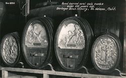 Beringer Bros. Winery. Hand carved oval oak casks over 100 years old. Postcard