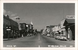 Looking Along Main Street Postcard