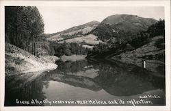 Scene at the city reservoir. Mt. St. Helena andn its reflection Healdsburg, CA Postcard Postcard Postcard