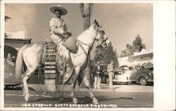 Leo Carrillo on horse Santa Barbara Fiesta 1941 Postcard