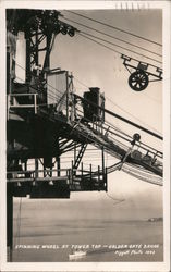 Spinning Wheel at Tower Top - Golden Gate Bridge Postcard
