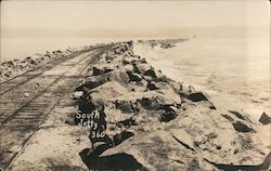 South Jetty Rail Road Tracks, surf Postcard