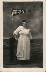 A Woman Posing on Pismo Beach California Postcard Postcard Postcard