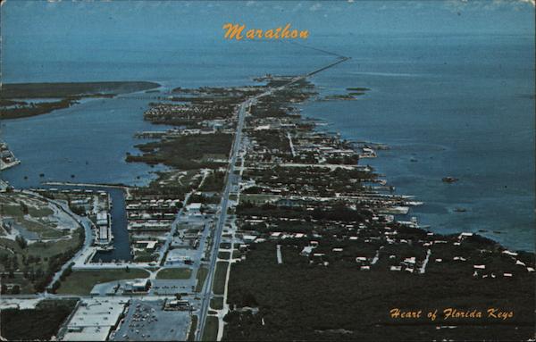 Aerial view of Marathon, 7 Mile Bridge Florida