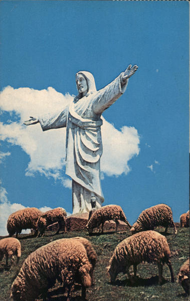 Christ of Cuzco guarding sheep Peru