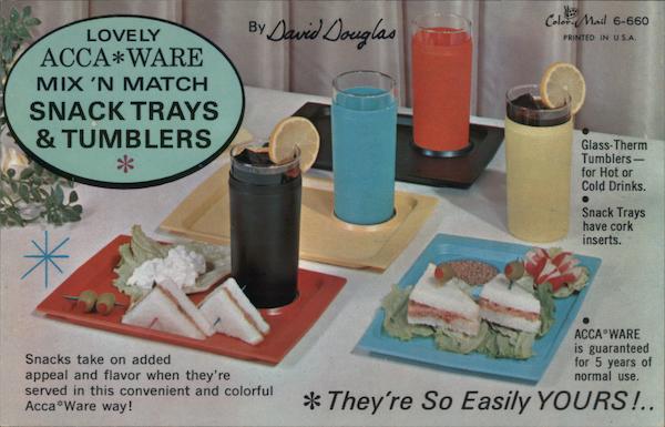 Lovely Acca-Ware Mix 'n Match Snack Trays & Tumblers