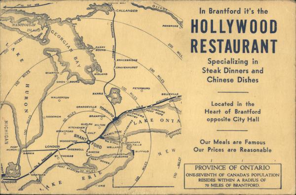 In Brantford it's the Hollywood Restaurant - advertising map ON Canada