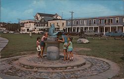 Children at drinking fountain in park Postcard